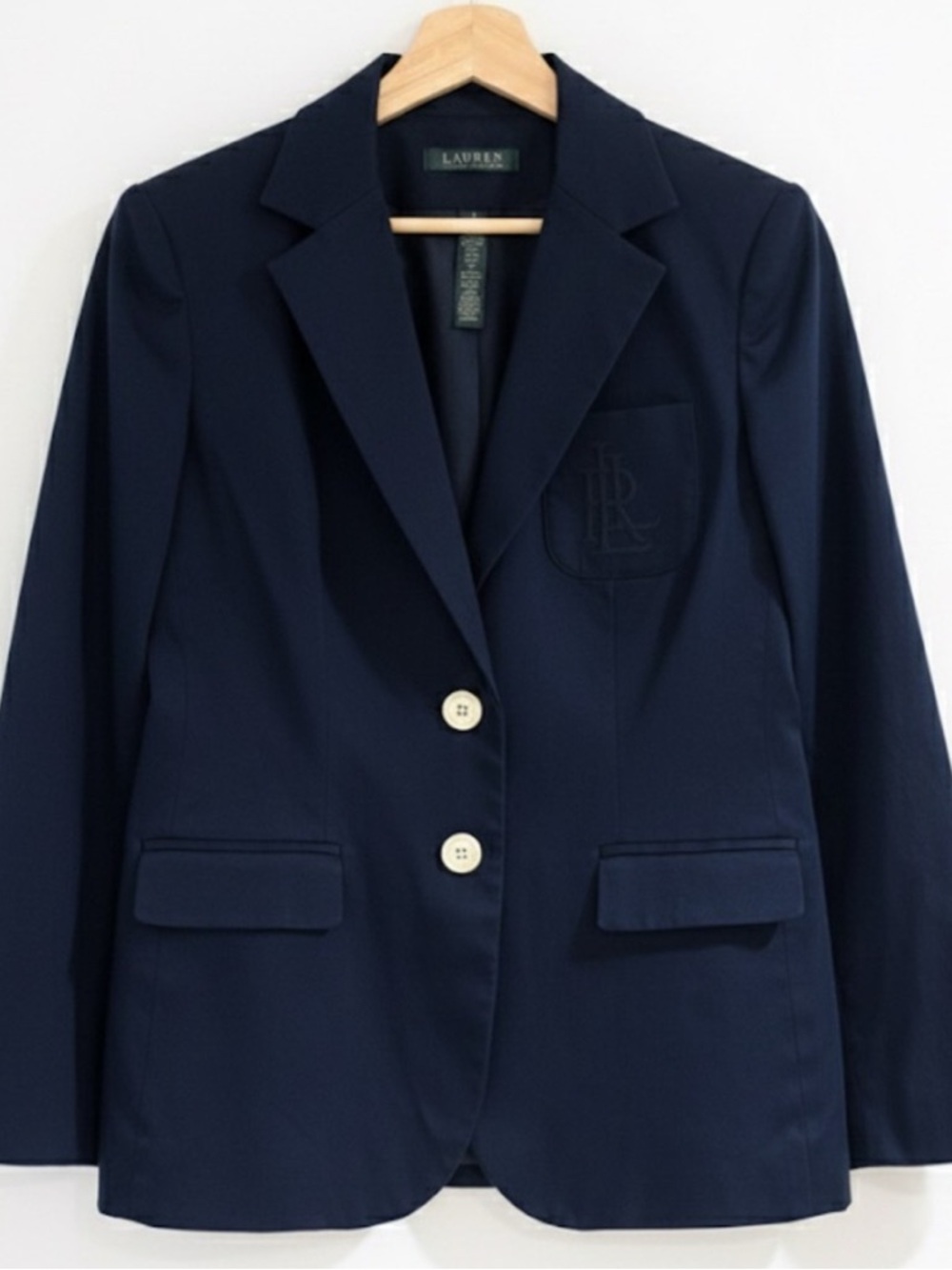 Ralph Lauren Navy Tailored Blazer with cream buttons- Women's Jacket